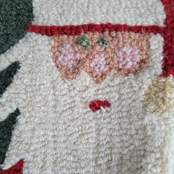 Vintage Wool Christmas Stockings Santa Snowman Yarn Needlework Made in India ×2 - Picture 2 of 6
